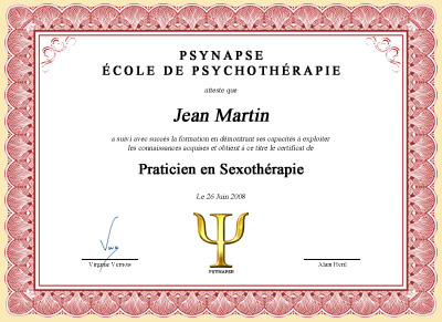 Diplome de Praticien en Sexothérapie